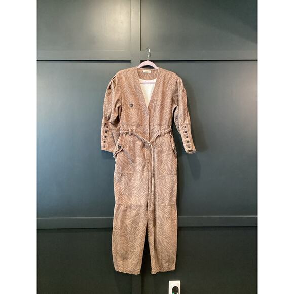 ULLA JOHNSON Ezra Jumpsuit 100% cotton animal print brown balloon sleeves 10 - Picture 2 of 11